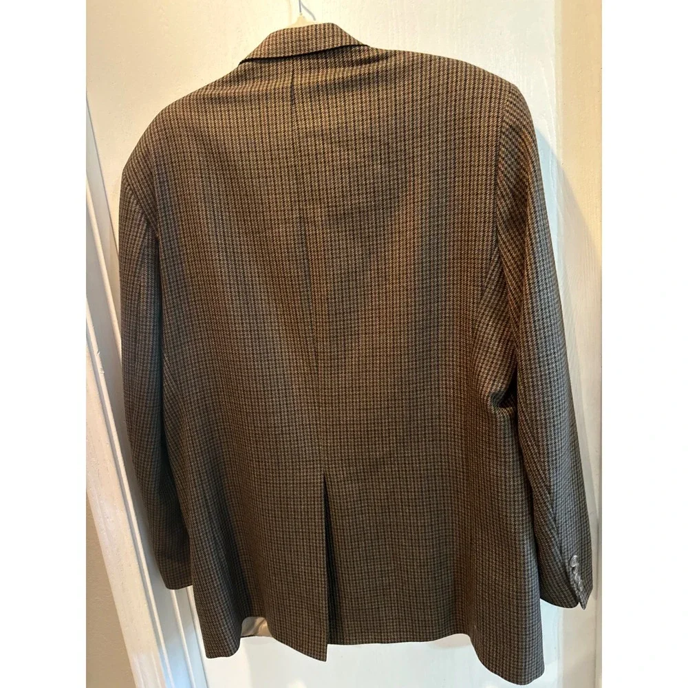 Lauren Ralph Lauren Mens Brown Houndstooth Pure New Wool Blazer Sport Coat 44L
